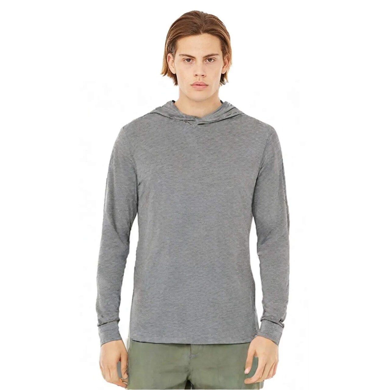 BELLA+CANVAS Jersey Hooded Long Sleeve Tee for Everyday Wear, Casual Style & Lightweight Comfort Unisex Shirt